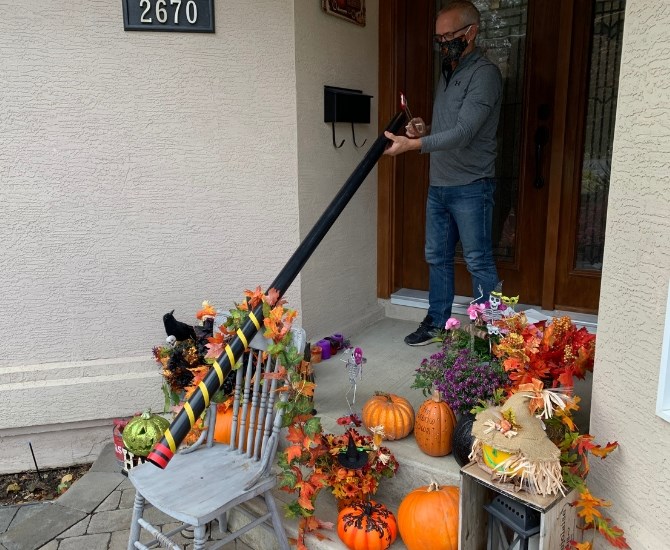 Dennis Clare made a candy chute using a ABS drain pipe for maximum slippery-ness.