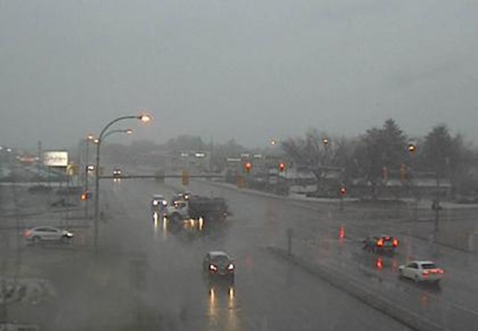 Kelowna is expected to recieve between 7 and 14 cm of snow today. This is the scene at Highway 97 and Highway 33 earlier this morning, Dec. 21, 2020.