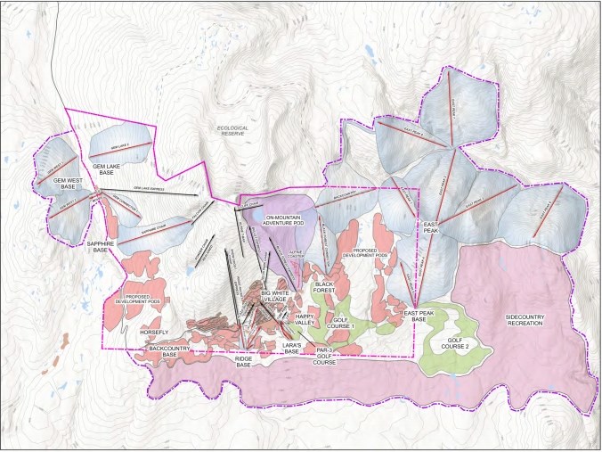 The proposed expansion of Big White Ski Resort.