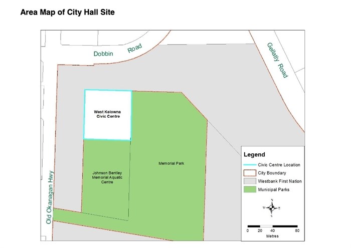 This drawing shows how the new City Hall will fit next to the Johnson Bentley Memorial Aquatic Centre.