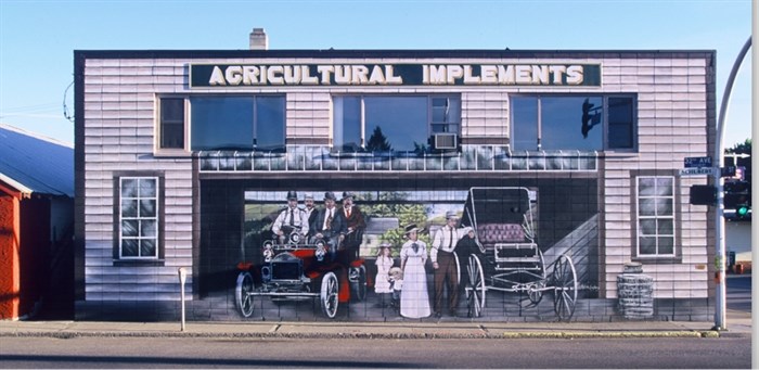 Many of Vernon's murals are historical works. This was painted in 1999