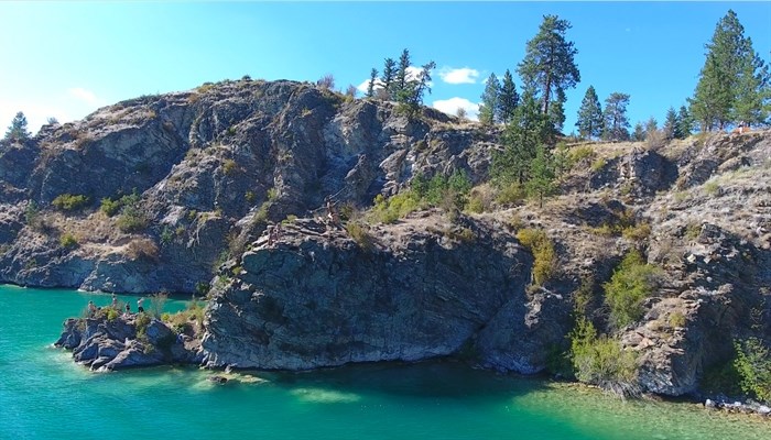 'The Cliffs' on Rattlesnake Point face east into Cosens Bay.