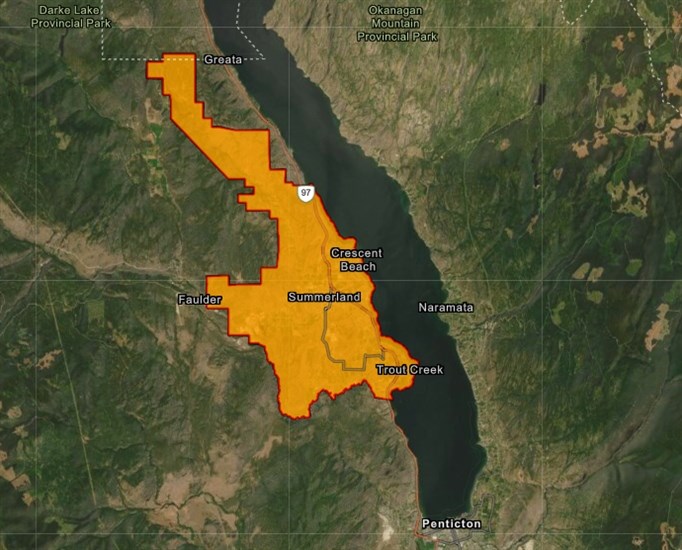 A map highlighting the area which will be affected by a planned power outage on Oct. 22, 2021.