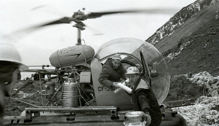 Supplies and materials were flown in and out of the debris field in the days immediately following the slide.