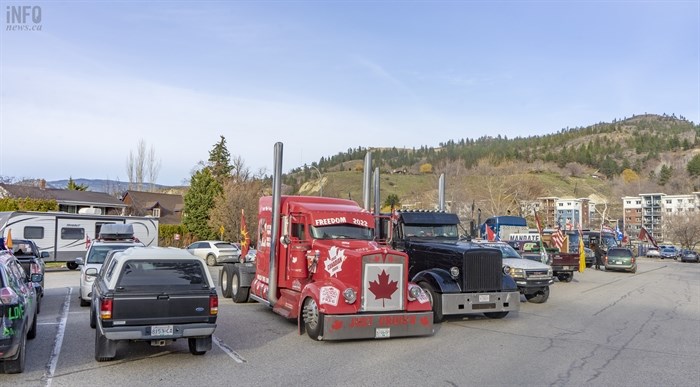 Vehicles belonging to members of the Great Canadian Cruise are seen in the Skaha Park parking lot in Penticton, Thursday, March 25, 2022.