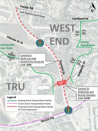 The proposed overpass and multi-use pathway are shown in this diagram presented to Kamloops City council on March 29.