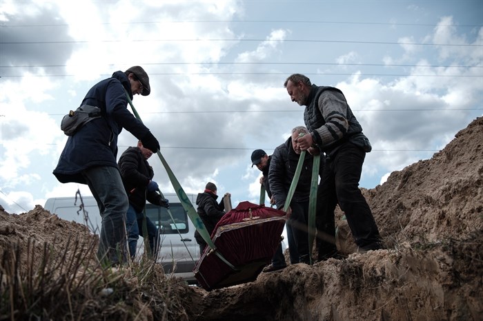 Bucha, funeral, Ukraine, April 2022