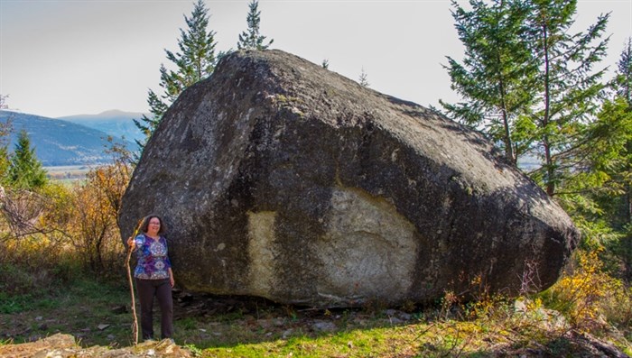 Balancing Rock near Creston with Joanne Zebroff.