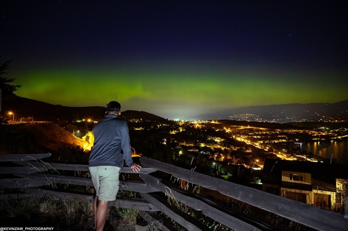 Kaung Myat watching the Aurora Borealis in Vernon at around 12:30 a.m., Aug. 8. Taken from Kalamalka Lakeview Drive. 