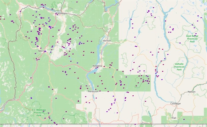 Each dot represents a detection of lightning over the past 24 hours.