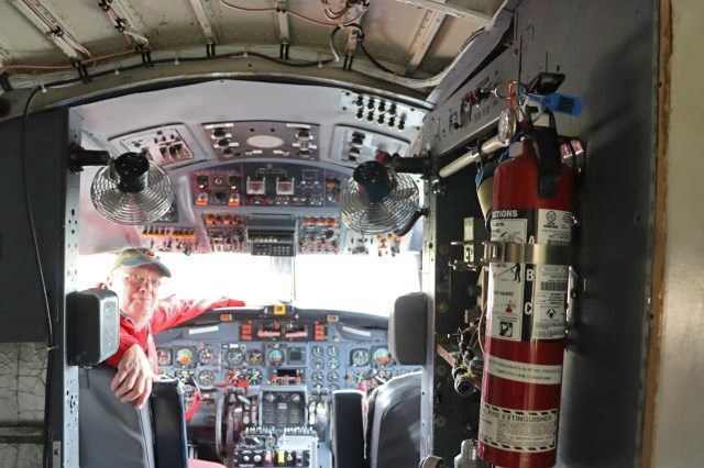 Cockpit of the Convair air tanker.