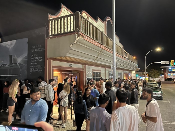 The lineup outside of Night Shift on Fifth in Kamloops on opening night.