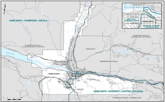 This shows the ridings in Kelowna.