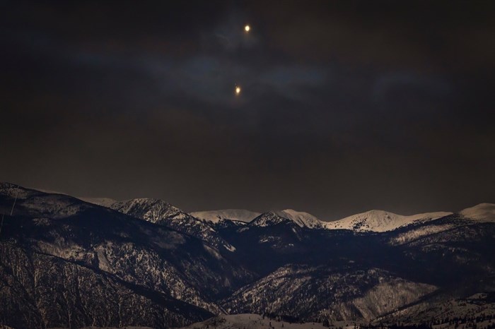 Venus and Jupiter over Osoyoos. 