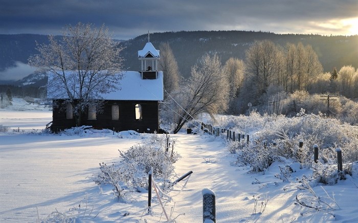 Abandoned century old former church building in Sorrento in the snow, 2017.