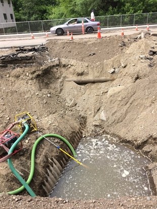 The sinkhole repair on Highway 97 in Vernon.