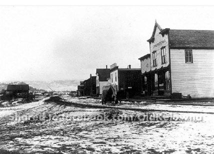 Bernard Avenue in Kelowna with the Lequme store in 1901.